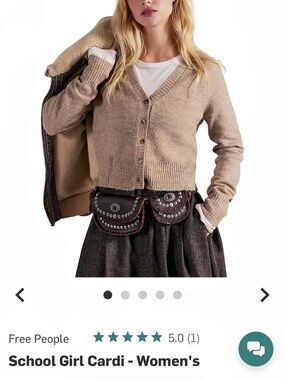 Free People School Girl Cardi V-Neck Cardigan in Mocha Brown S